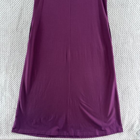 J Jill Dress Womens M Purple Maxi Dress A-Line Pockets V-Neck Short Sleeve - Picture 8 of 13